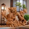 Solid Wood Carving Chinese Dragon Sculptures Figurines Auspicious Animals Home Room Office Table Decoration and Accessories