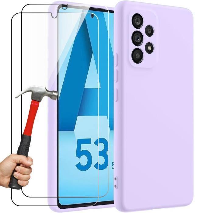 Coque Silicone - Booling - pour Samsung Galaxy A53 5G - Ultra Slim - Violet - 2 Verres Trempés Inclus