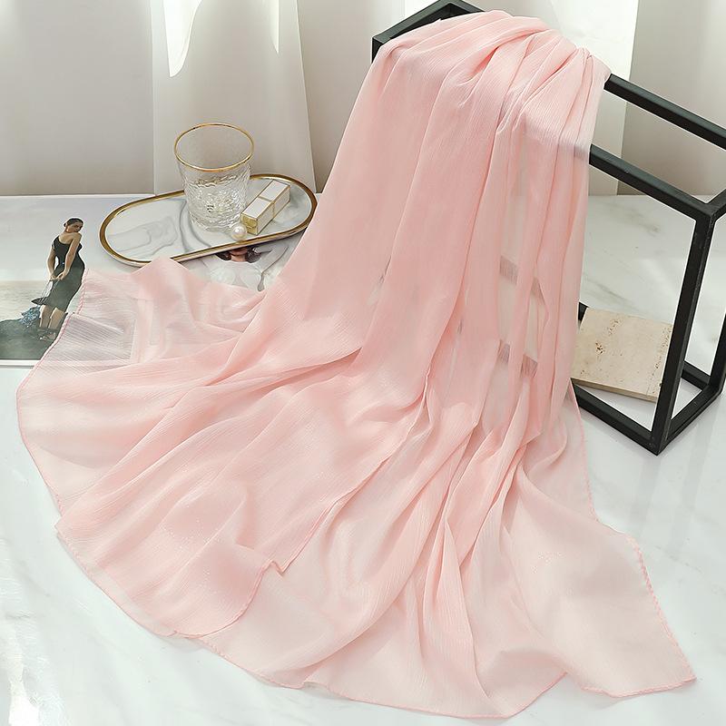 170X70Cm Silk Scarf Shawl Solid Southeast Asian Headscarf Large Travel Shawl Versatile Textured Chiffon Scarf Wrap Poncho Hijabs