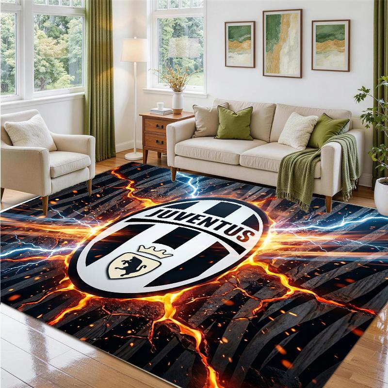 Juventus FC Design Crystal Velvet Rug Soft Decorative Mat for Bedroom Entrance