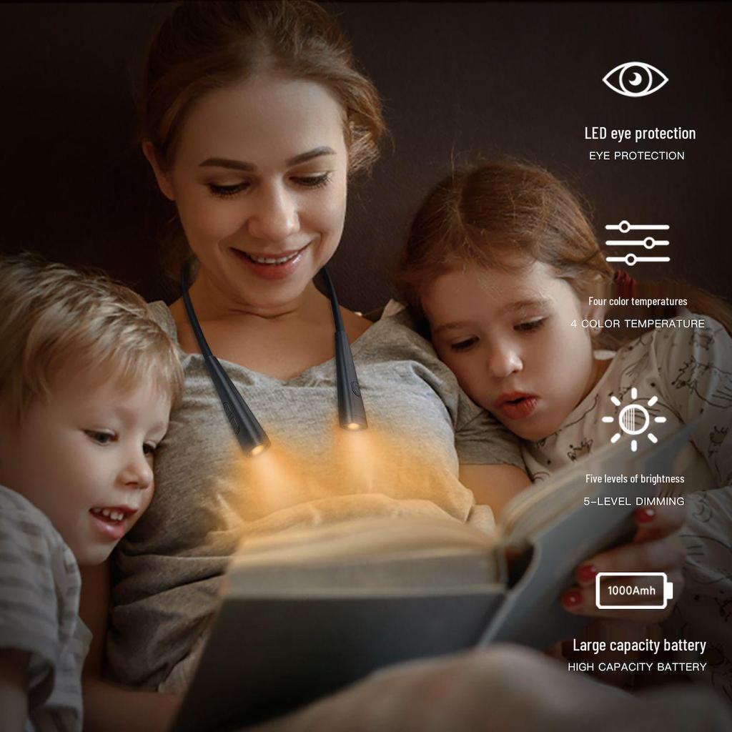 Adjustable Brightness Neck Reading Light with Type-C Charging