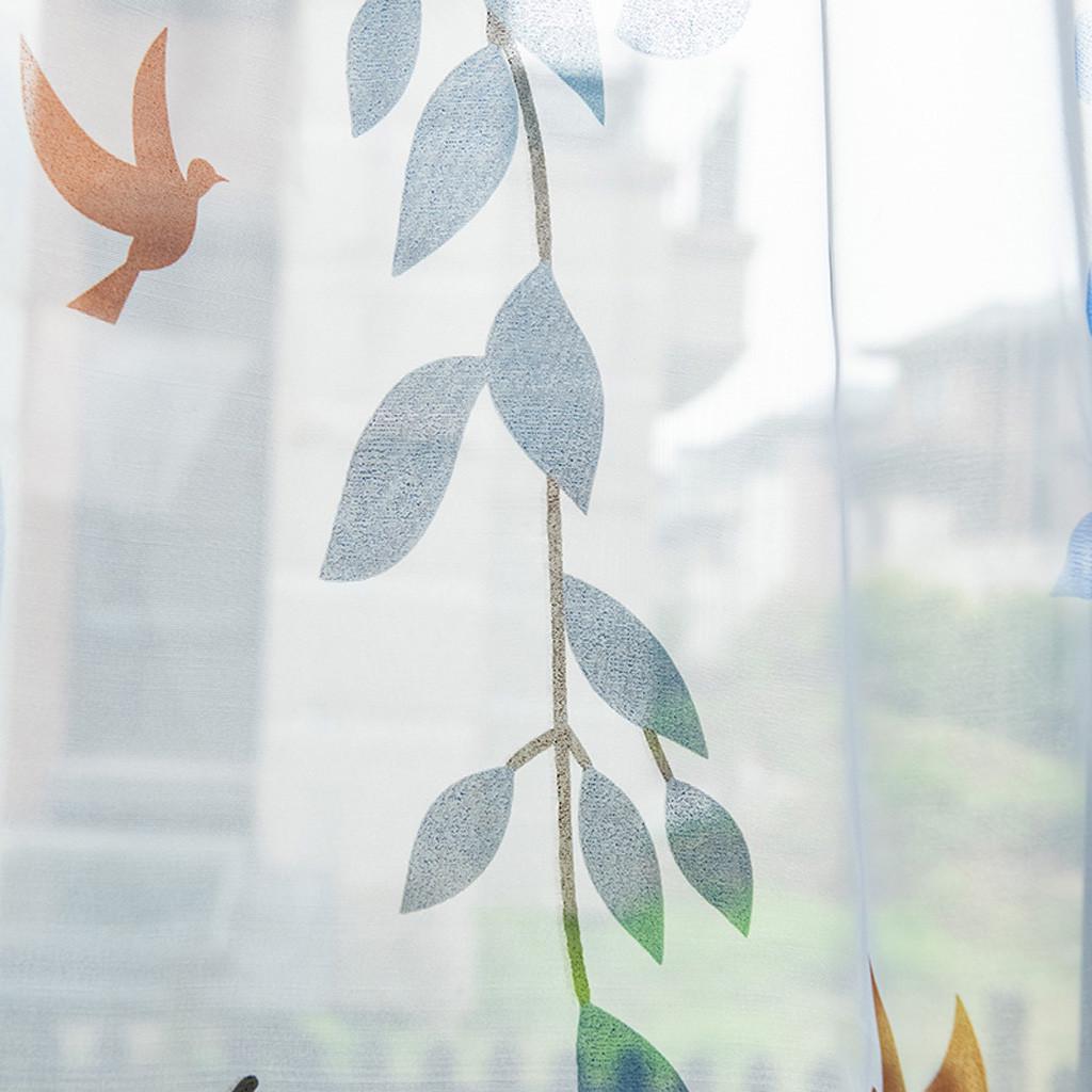 Leaves Sheer Curtain Tulle Window  Voile Drape Valance 1 Panel Fabric