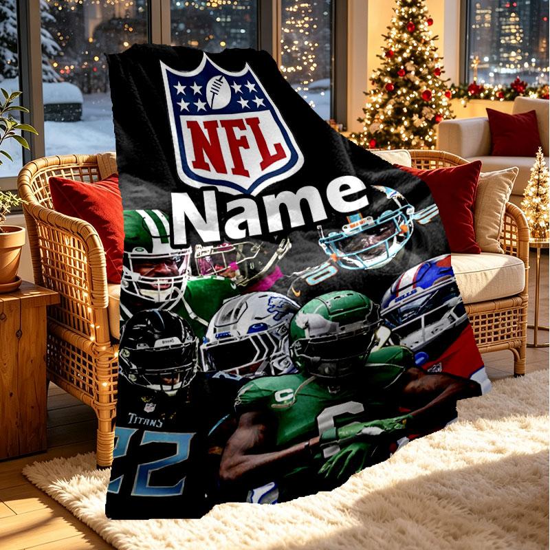 Custom Name Personalized NFL Print Blanket, Home Decor, Bedroom, Sofa, Camping, Couch, Gifts for Birthday Christmas