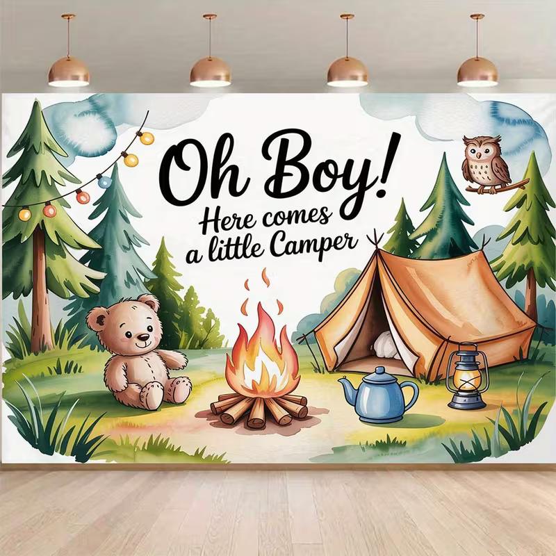 

2D Adventure Themed Little Camper Backdrop for Baby Shower Photo Booth 47.2x31.5inch/120*80cm