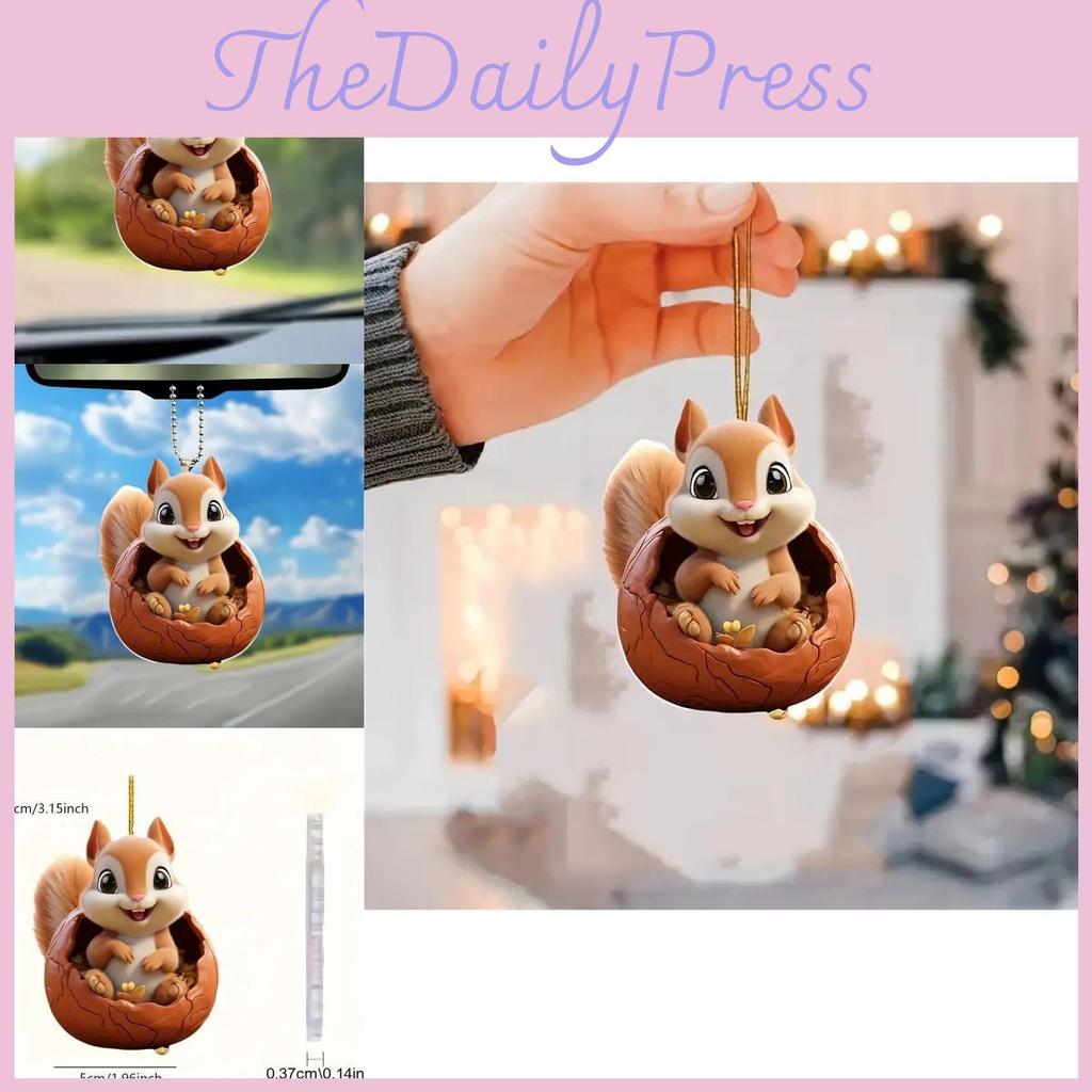 Uroczy akrylowy wisiorek do samochodu z wiewiórką, słodki breloczek, dekoracja plecaka, prezent