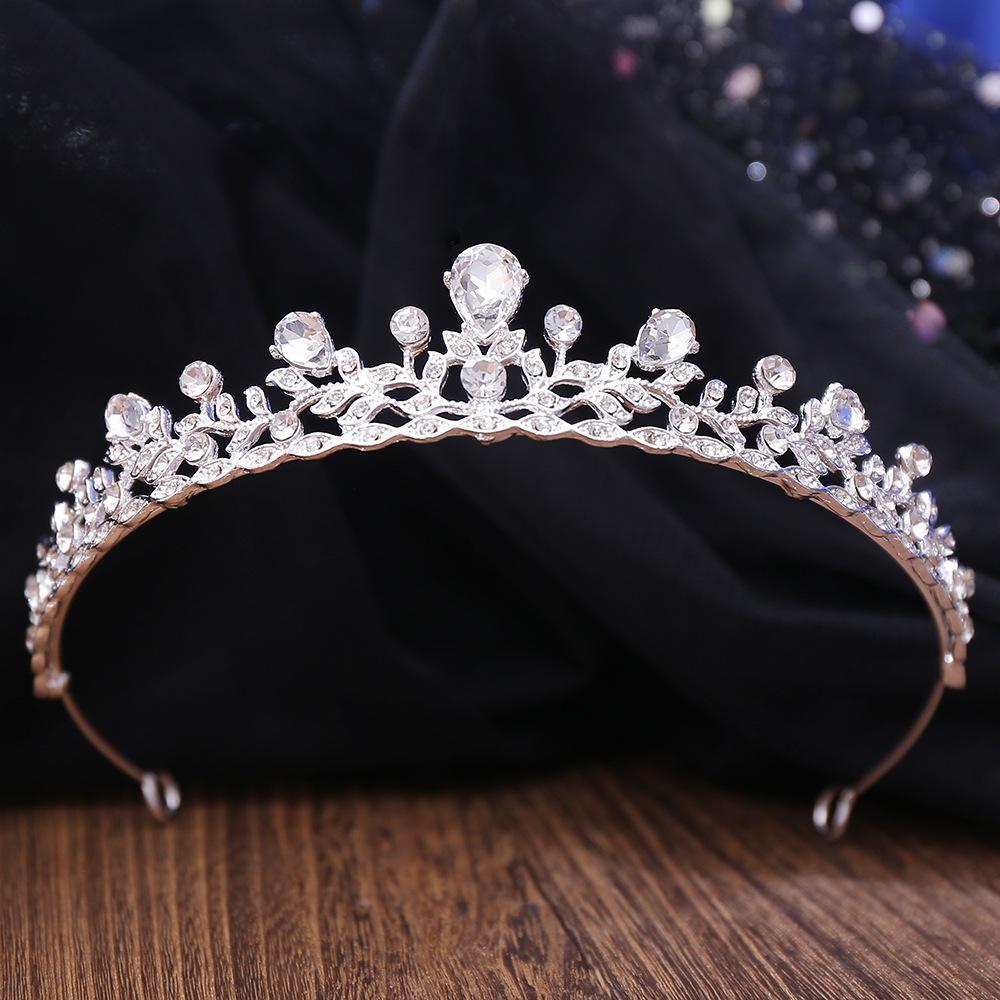 Корейский стиль простая свадебная маленькая корона из сплава инкрустированная стразами — фото 6