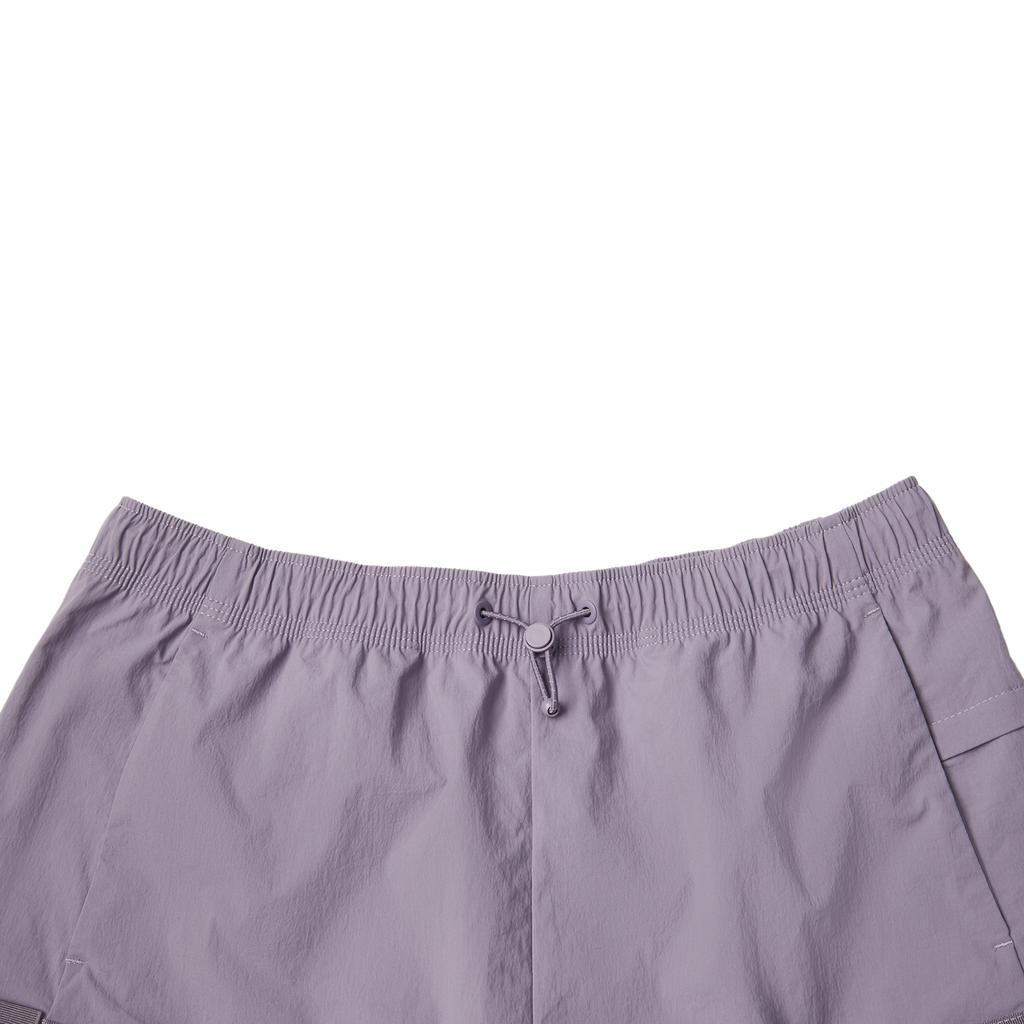 Li Ning Sports Lifestyle Series Solid Color Mid Waist Breathable Versatile Straight Leg Sports Shorts Women shorts Dark-Gray Purple AKSV408-5