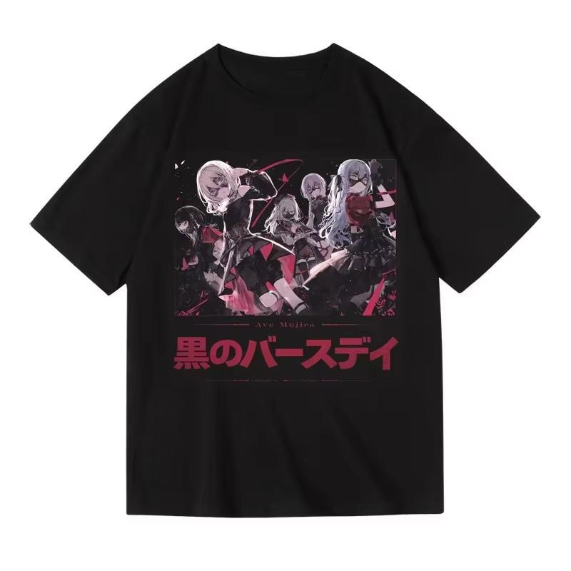 

2025 Motorcycle Ave Mujica Двухюаневая девичья группа Хлопковая футболка с принтом и коротким рукавом Мужская и женская одинакового высокого качества Люксовое издание XXXXL