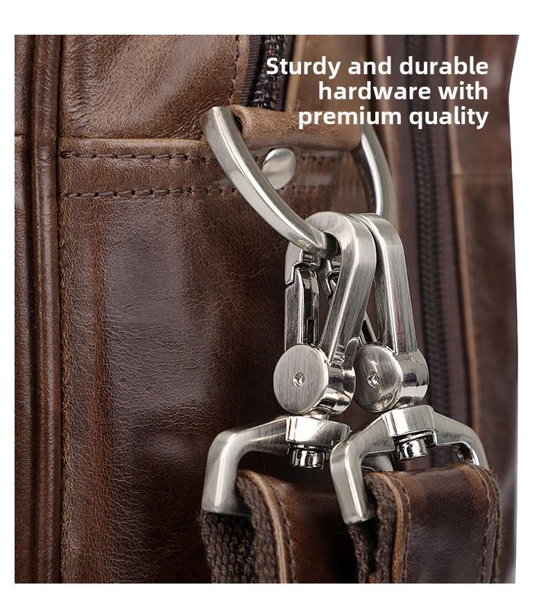 Jiameida Retro Leather Men's 17-Inch Briefcase and Handbag