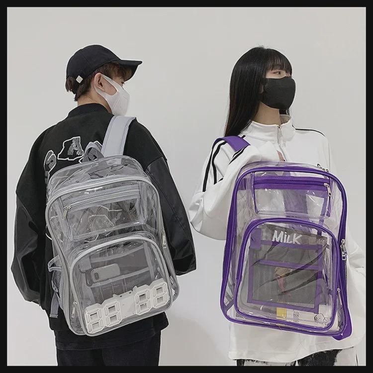 Transparent Waterproof PVC School Backpack - Large Capacity, Hot Sale