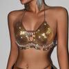 2026 European and American Cross-Border Women's Fashion Chest Chain Sexy Off-Shoulder Hot Girl Metal Tassel Sequin Camisole L24435