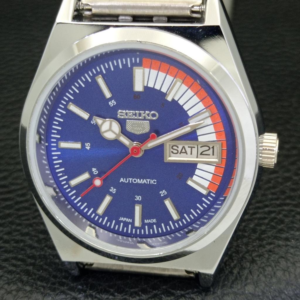 REFURBISHED VINTAGE SEIKO 5 AUTOMATIC 6309A JAPAN MENS BLUE DIAL WATCH A440760-9 Sk-a440760-1