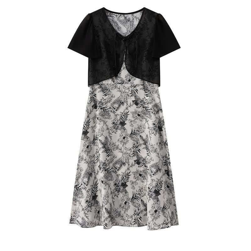 Sanpowa Faux Two-Piece New Chinese Style Dress