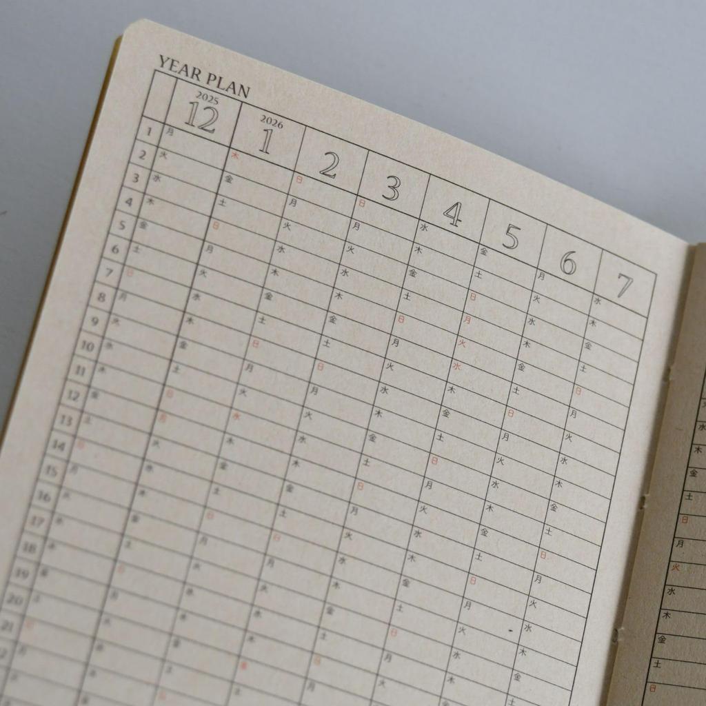 Raymay Fujii 2026 Bamboo Paper Monthly December Start Planner, Diary, Block, B6, Blue, RFD26104A, 2025,