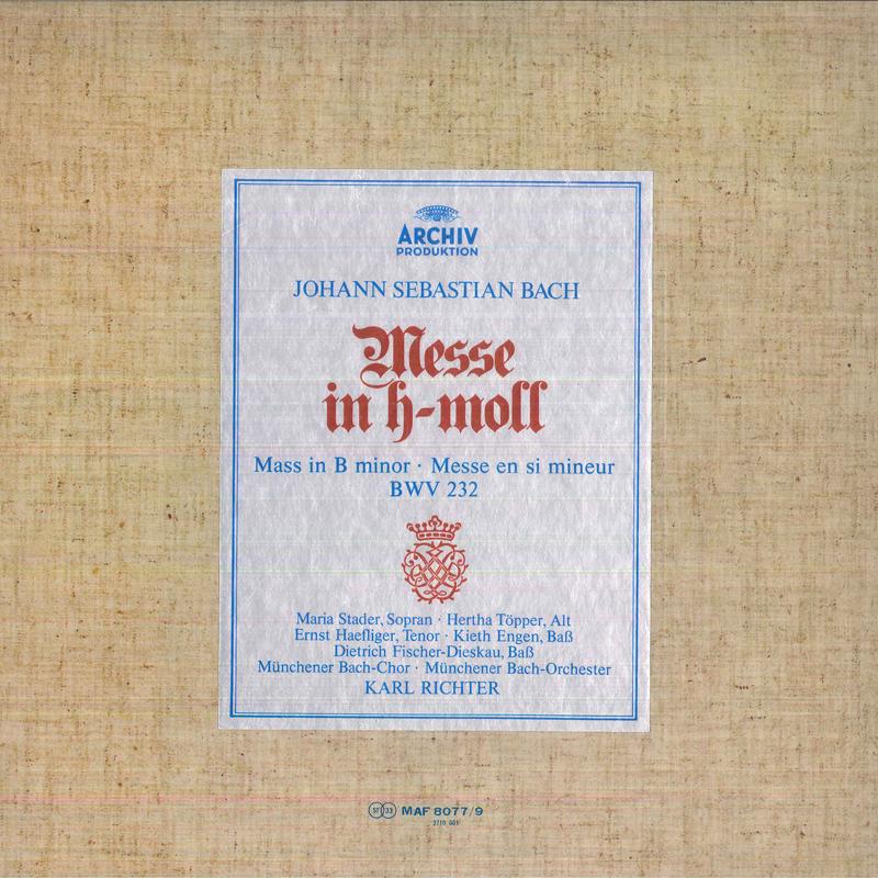 LP Record KARL RICHTER, MUNCHENER BACH CHOR & - J S Bach Messe In H Moll Bwv232 MAF807779 ARCHIV PRODUCTI Japan Classical Used