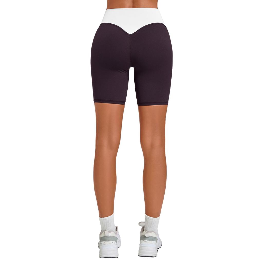 Women's Color Block High Elastic Tummy Control Quick-Dry Running Shorts