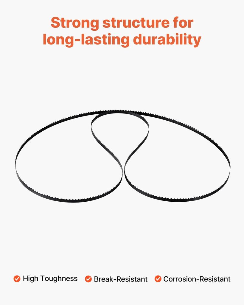 Bandsaw Blade, 1511 mm Length, 6 TPI Band Saw Blade with 15 HRC Hardened Sharp Teeth, SK5 High-Strength Carbon Steel, 6.35 mm Width, Replacement for