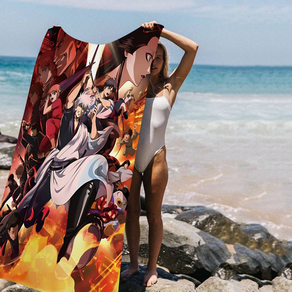 Anime G-Gintama Funny Microfiber Blanket Quick Drying Beach Towels Oversized Printing Super Absorbent Pool Towel Blanket