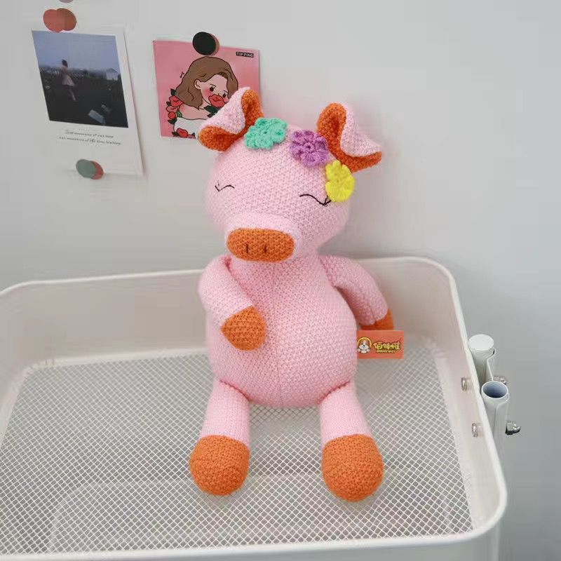 

Seven Knitted Wool Animals Comforting Doll Plush Toys Deer Doll Sleeping Pillow Children s Room Decoration 35cm