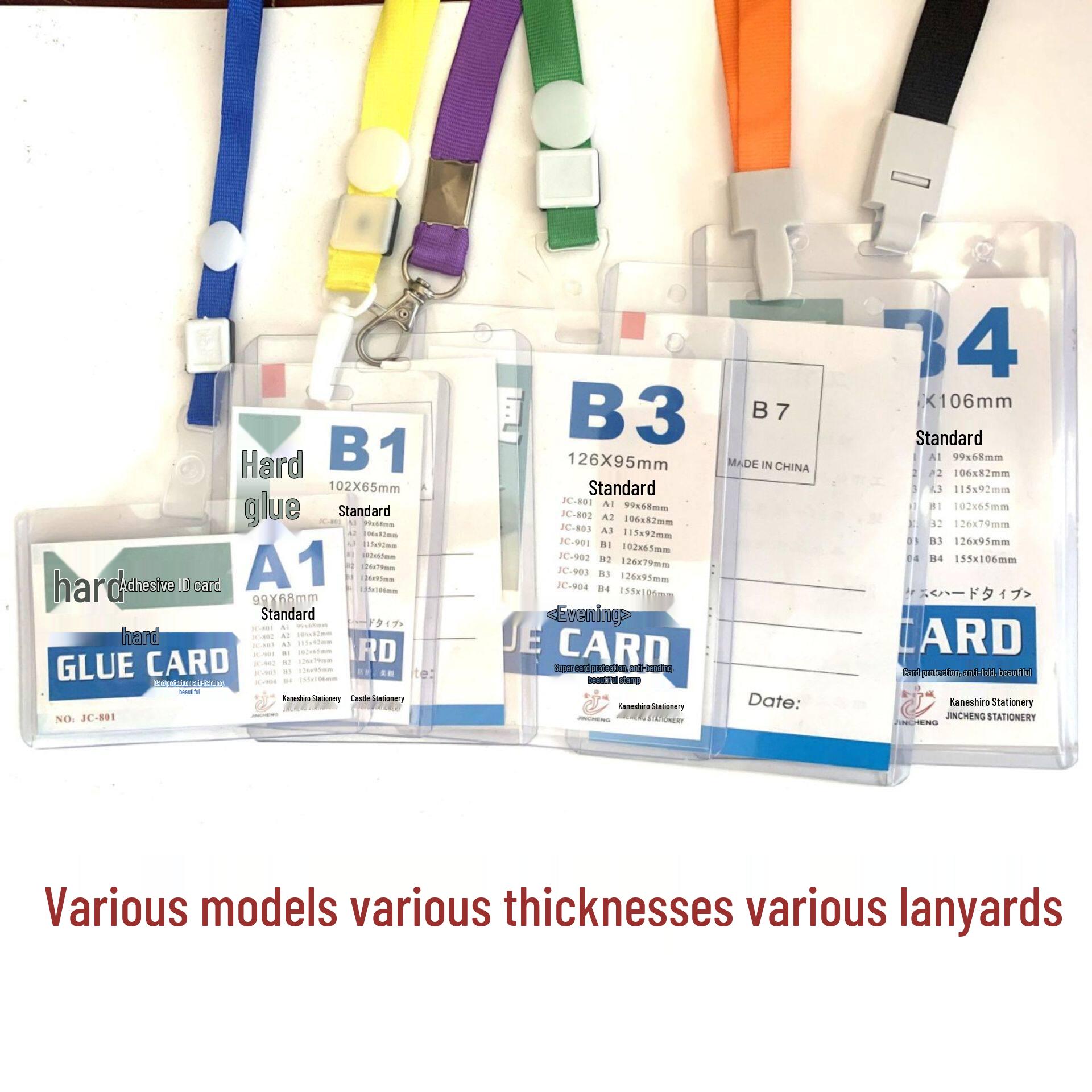 

PVC Hard Plastic ID Card Holder with Lanyard for Work, Student, Exhibition, or Access Pass (A7B2B7) A1 Thin 18