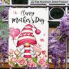 2D Flat, 1pc Gnome Mother's Day Metal Wall Art Sign "Happy Mother's Day" - 8*12 Inch Aluminium Rustic Home Decor, Porch Wall Art, Sweet Gift for Mom