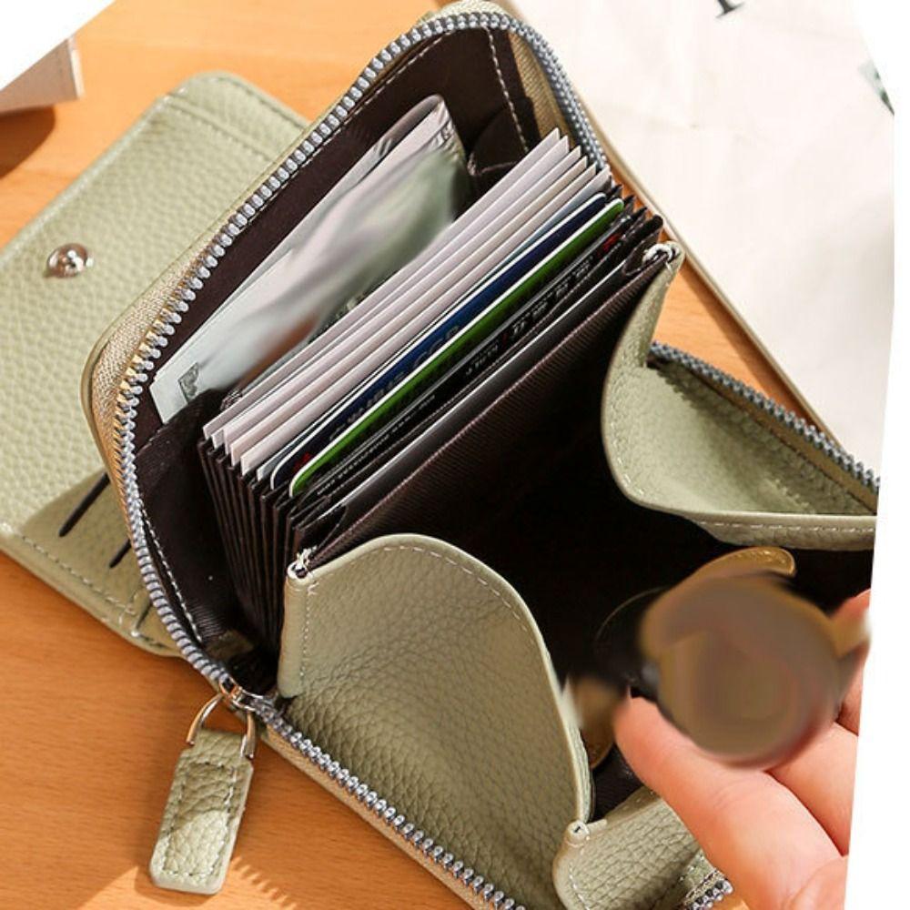 

Korean Style Lichee Pattern Wallet Card Holder Solid Color Coin Purse Women зелений