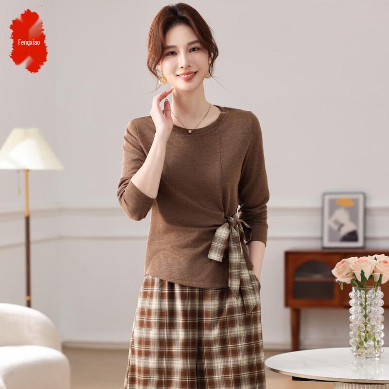 Elegant Spring Plaid Blouse & Trousers Set for Middle-Aged Women 3XL
