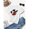 Rose Print, Fairy, Printed T-shirt, Casual Round-neck Short-sleeve Top, Suitable for Spring and Summer Wear, All-season, Women's Clothing