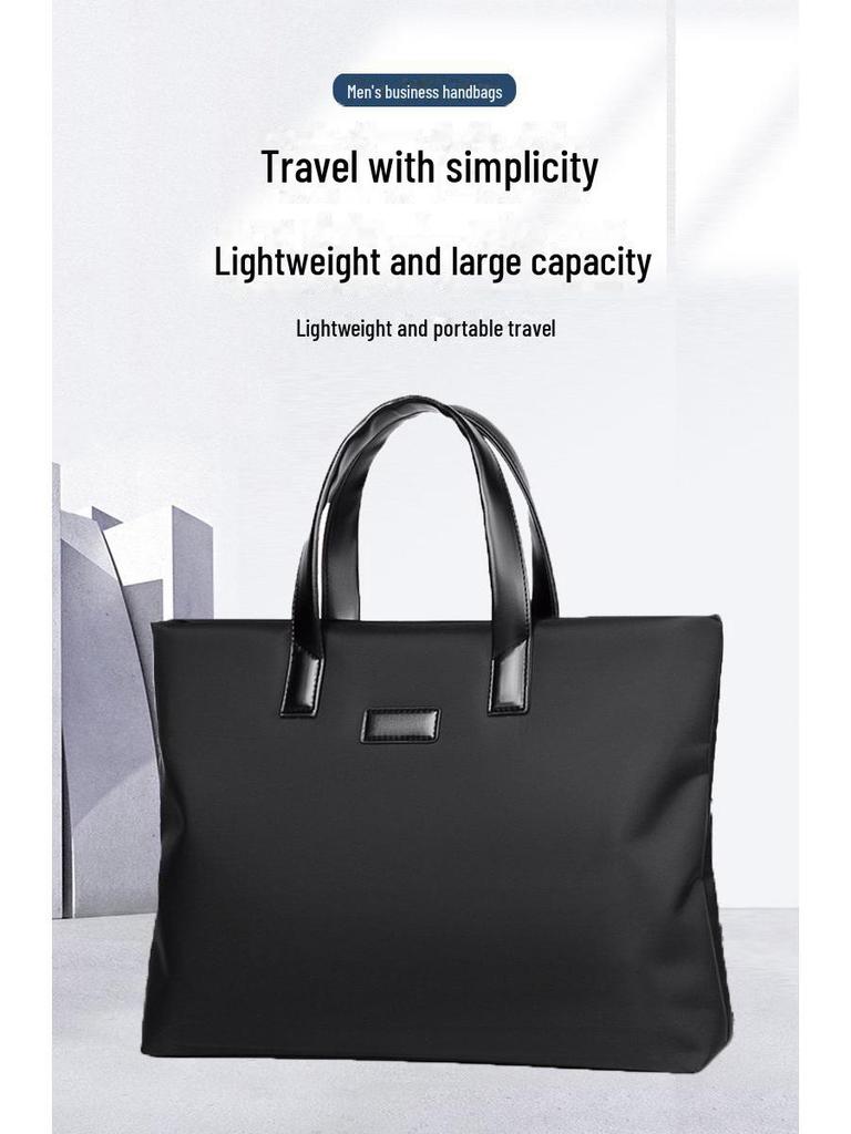 Men's & Women's Waterproof Oxford Cloth Briefcase: Casual Handheld Bag for Documents or Laptop, Ideal for Commuting or Conferences.