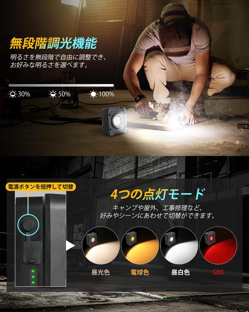 HAARAY Rechargeable LED Work Light with 12000mAh High Capacity and 5000 Lumens of Ultra-Brightness, 168 Hours of Continuous Lighting, Stepless Dimming