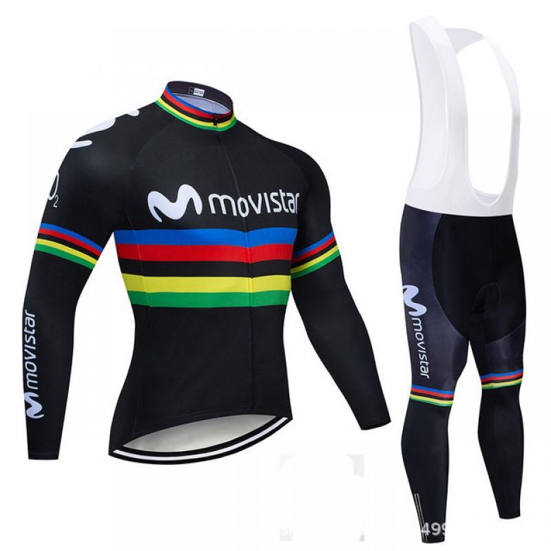 Men Women Cycling Long Sleeve Jersey Bib Shorts Set Winter Thermal Riding Outfit Mountain Bike Road