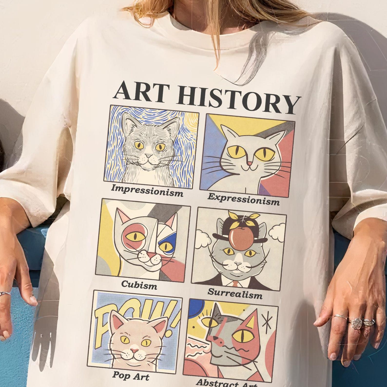 Comfort Colors Cat Art History Shirt: Funny Museum Parody Tee 2XL