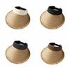Woven Empty Top Hat Sunscreen Summer Sun Cap Fashion Straw Visor Cap  Girl