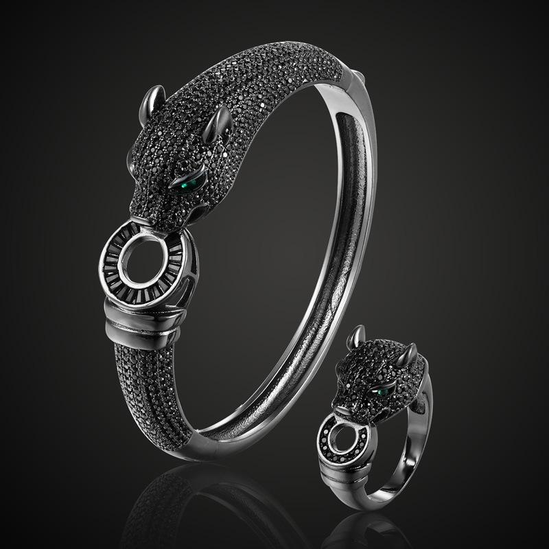 Cerchio Cinturino Zirconio Micro-pavé Bracciale Classico Bianco Zirconio Denaro Leopardo Gioielli Gioielli Testa di Leopardo