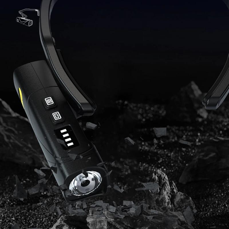 XPG LED Ear-Mounted Headlamp IPX4 Waterproof Motion Sensor Super Bright Headlight 5 Lighting Modes for Camping Mountain Climbing