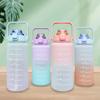 2L Large Capacity Outdoor Sports Water Bottle With One-Touch Flip Lid Gradient Color BPA-Free PC Straight-Body Design