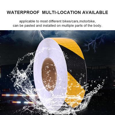 5CM*10M Hoge Zichtbaarheid Reflecterende PVC Wegverkeer Waterdicht Veiligheid Geel en Zwart Keper Auto Reflecterende Strips Waarschuwingstape