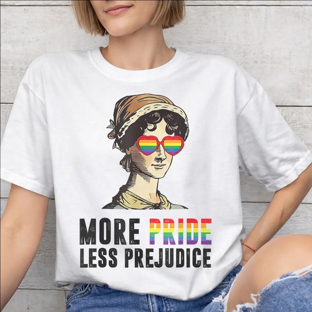 More Pride Less Prejudice Printed T Shirt for Unisex Unisex Cotton Tee Shirt Clothing