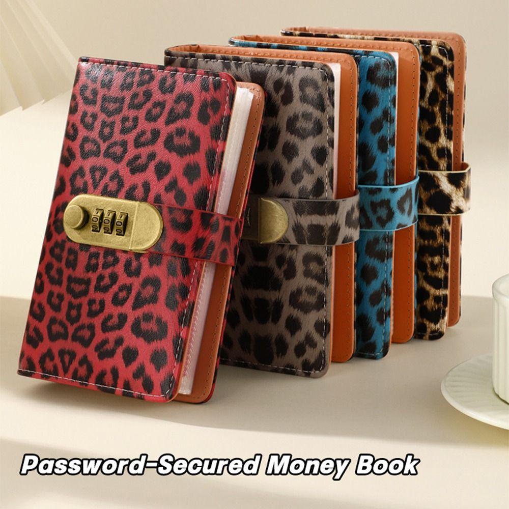 Leopard print Money Saving Binder Savings Wallet Notebook Office Stationery Supplies