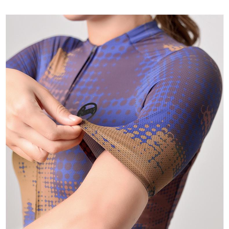 NUCKILY Women's Slim Fit Short Sleeve Cycling Jersey - Matrix Reflective Summer Riding Gear
