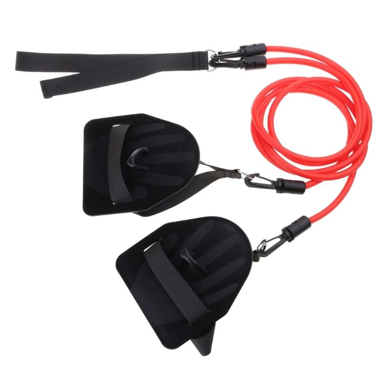 Swimming Resistance Bands with Hand Paddles, Stretch Cord, Fitness Bands for Swimming Training, Arm Strength Exercise