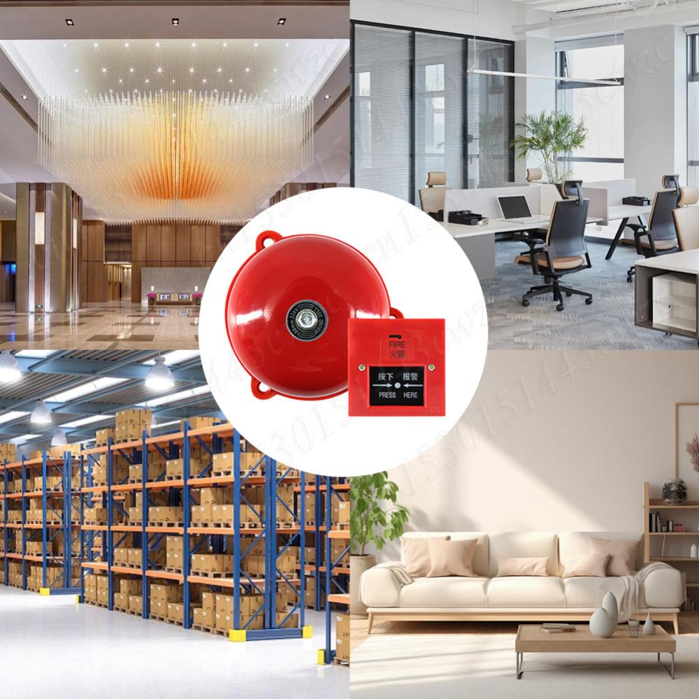 4 Inch Manual Call Point Fire Alarm Resettable Pull Station Metal Fire Control 100db Internal Strike Type Electric Bell