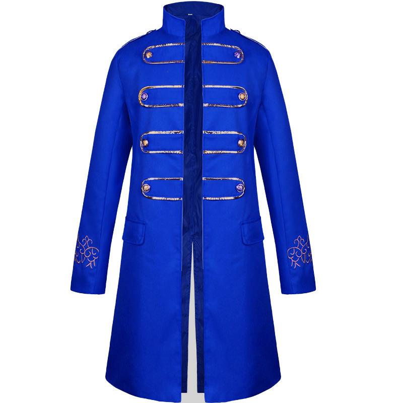 

2026 European and American men s clothing Phnom Penh coat fashion steam retro embroidered men s uniform stand-up collar medieval 2XL синій