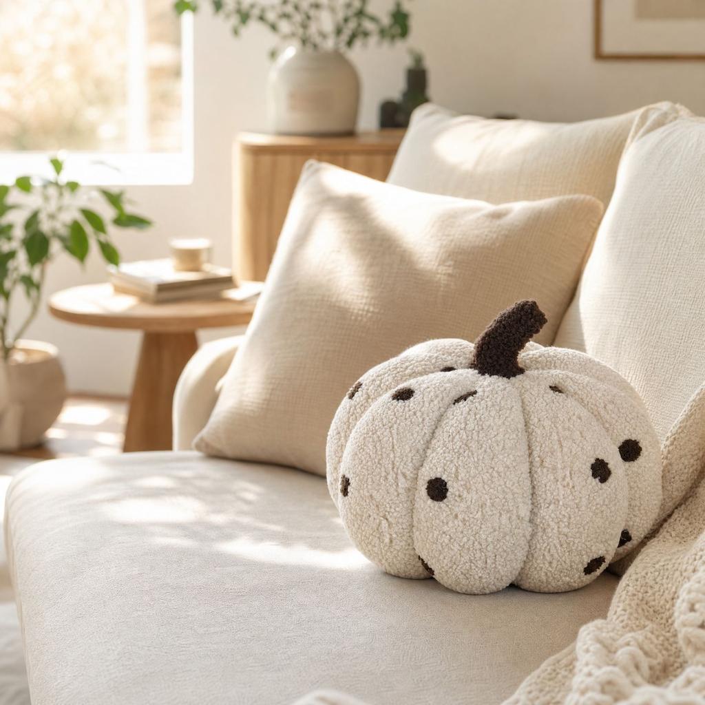 Cute Pumpkin-Shaped Plush, Novelty Throw Cushion for Couch, Sofa, Bed and Car