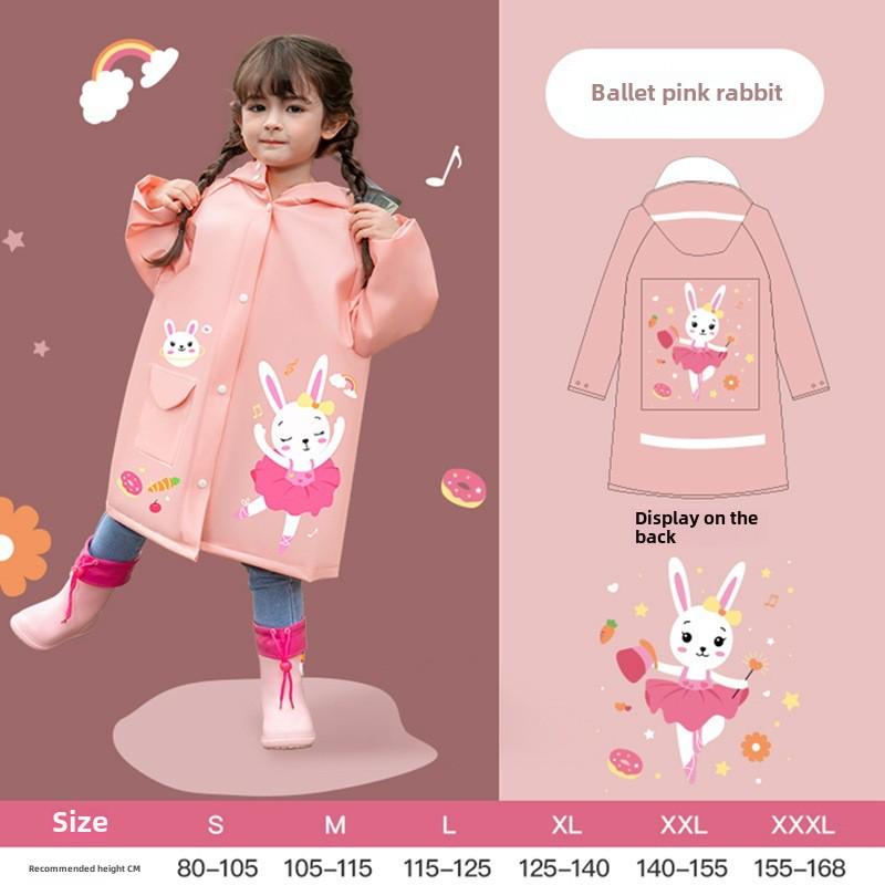 Koreanischer Kinder-Ganzkörper-Regenmantel: Einteiliger Poncho für Grundschüler mit Platz für Rucksäcke