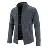 Homens outono inverno casaco gola de malha cor sólida grosso cardigan elástico mangas compridas fechamento com zíper macio masculino camisola jaqueta
