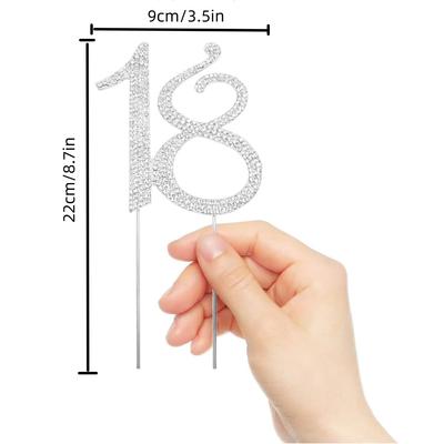 18 Cake Topper Premium Bling Rhinestone Diamond Gems Birthday Anniversary Party Decoration Ideas Quality Alloy Perfect Keepsake