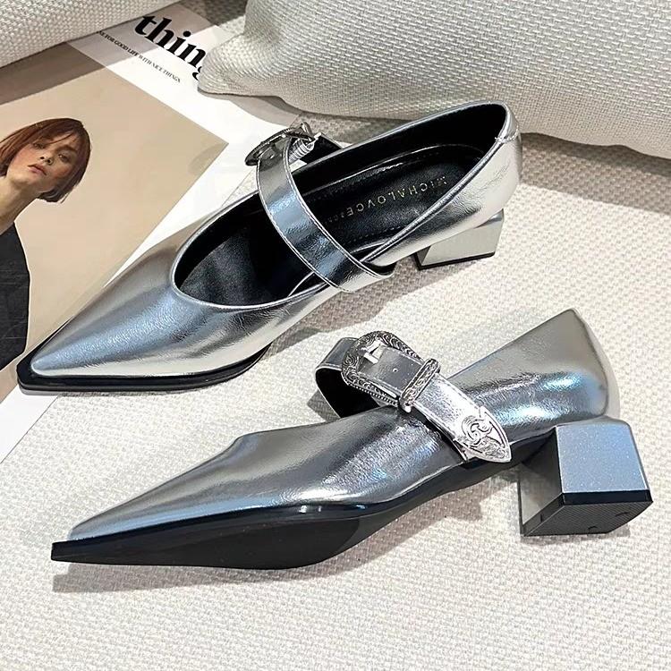 

Туфли женские туфли-лодочки на каблуке класса люкс с заостренным носком элегантные туфли на среднем каблуке толстые каблуки сексуальная черная обувь по скидкам тренд 35 серебряный