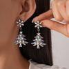 Christmas Diamond Imitation Pearl Snowflake Christmas Tree Silver Needle Earrings Premium Earrings