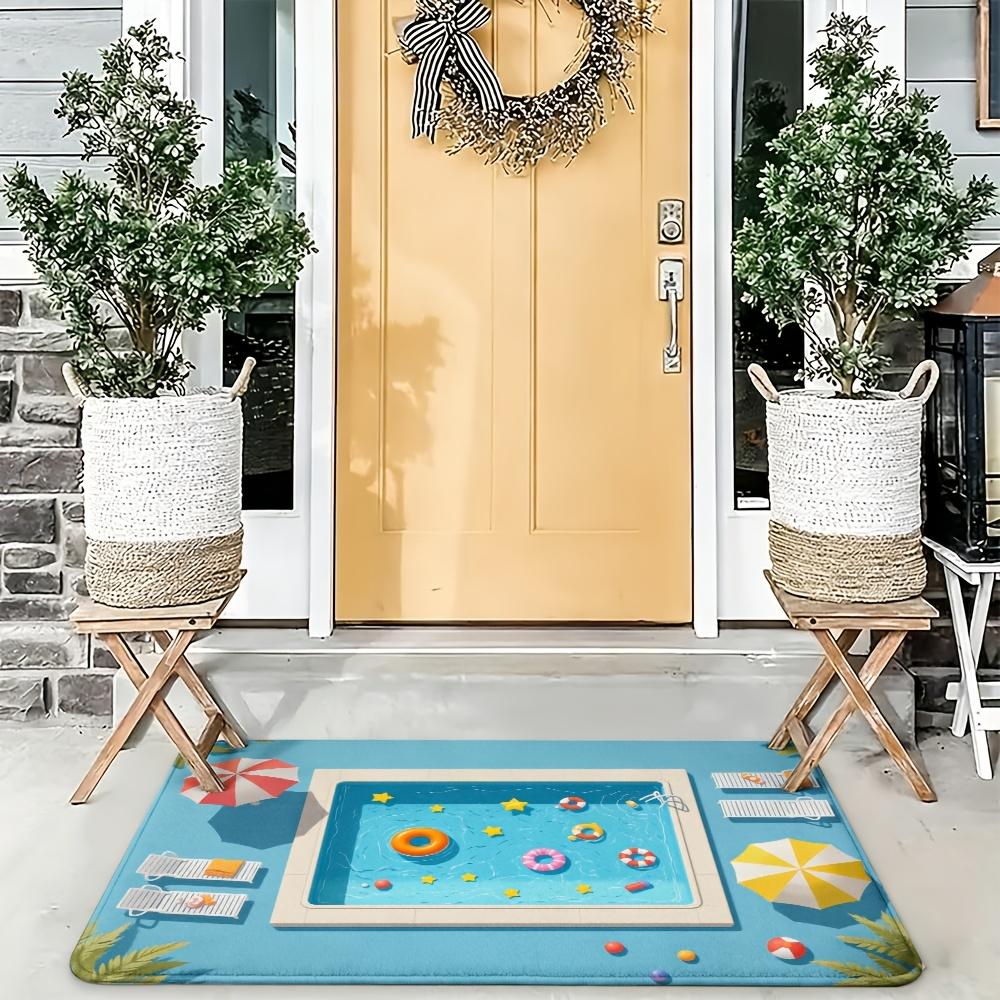 Fun Tropical Beach Pool Float Doormat Welcome Rug Summer Indoor Outdoor Entryway Mat Decoration for Bathroom Decor